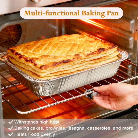 Whaleme single 9x13 pan top view showing deep well for even cooking