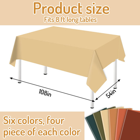 Whaline brown orange green tablecloths spread flat showing color coordination benefit