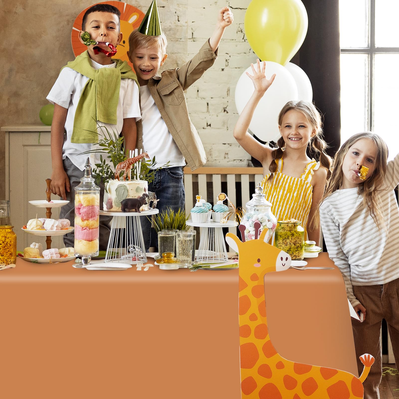 Whaline tablecloth on folding table showing 54 x 108 size fit benefit