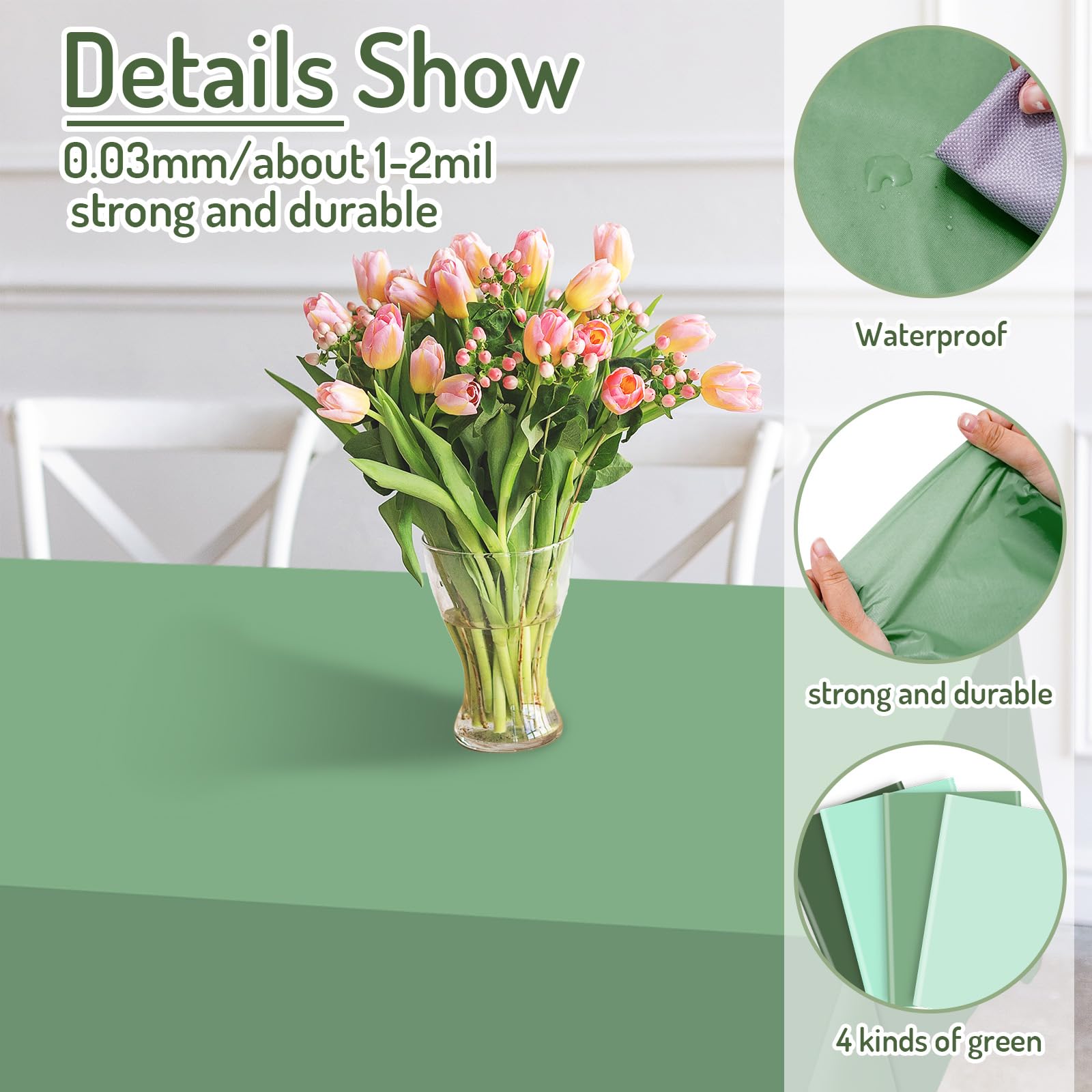 Whaline tablecloth spread on dining table showing full 54 x 108 inch coverage
