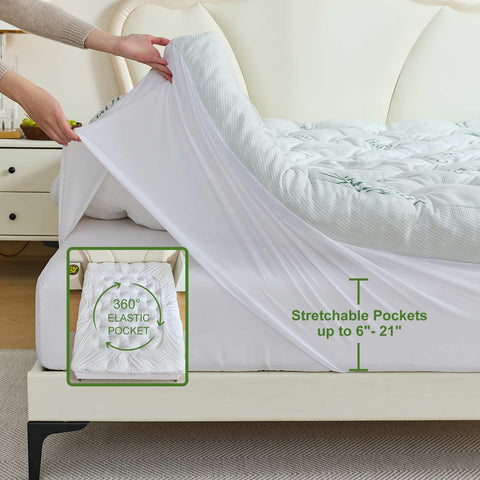 WhatsBedding bamboo viscose cover close-up highlighting cool, moisture-wicking benefit