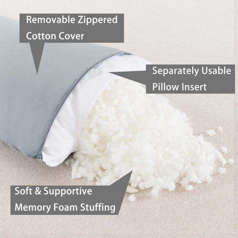 WhatsBedding close-up of shredded memory foam pieces illustrating adjustable support