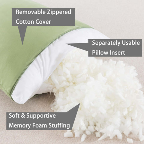 WhatsBedding close-up shredded memory foam fill showing adjustable contouring benefit