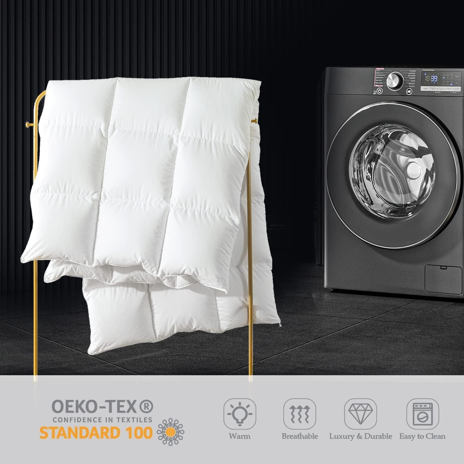 WhatsBedding comforter in a styled bedroom offering cozy, breathable comfort