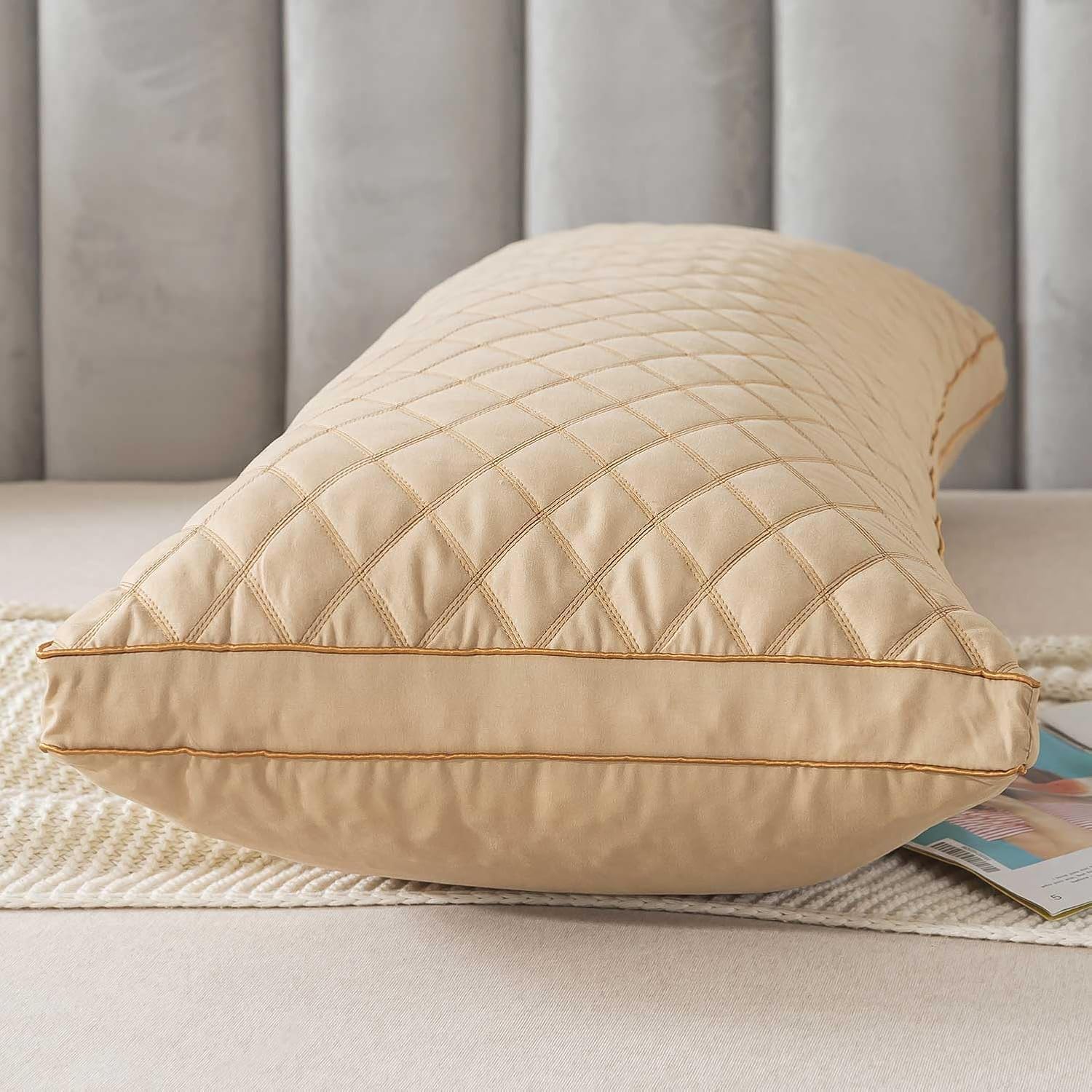 WhatsBedding close-up of diamond-quilted cover highlighting breathable softness