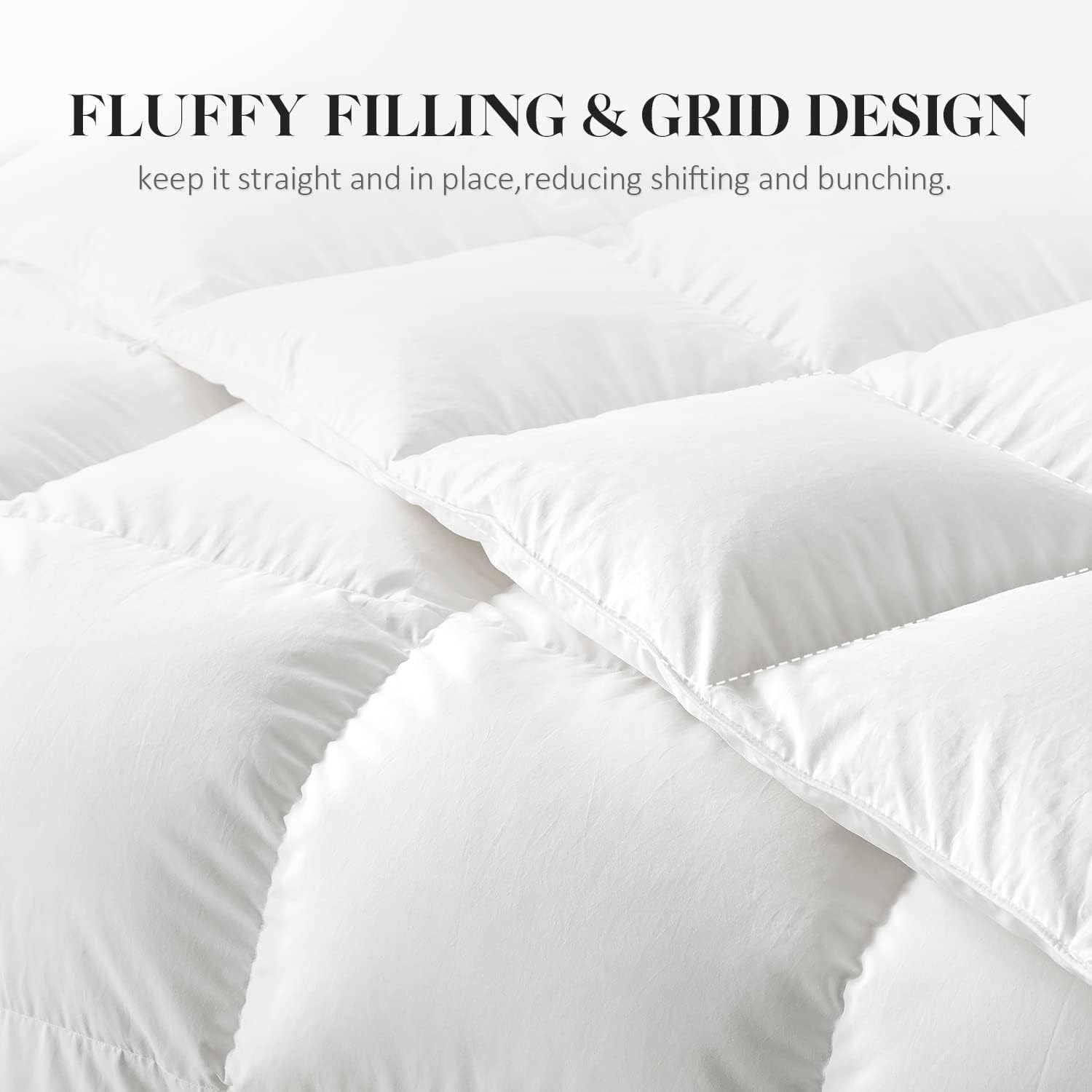 WhatsBedding comforter next to ruler showing 82x86 full-size dimensions