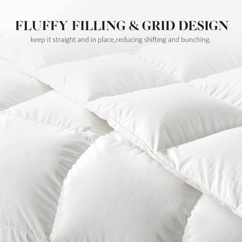 WhatsBedding comforter next to ruler showing 82x86 full-size dimensions