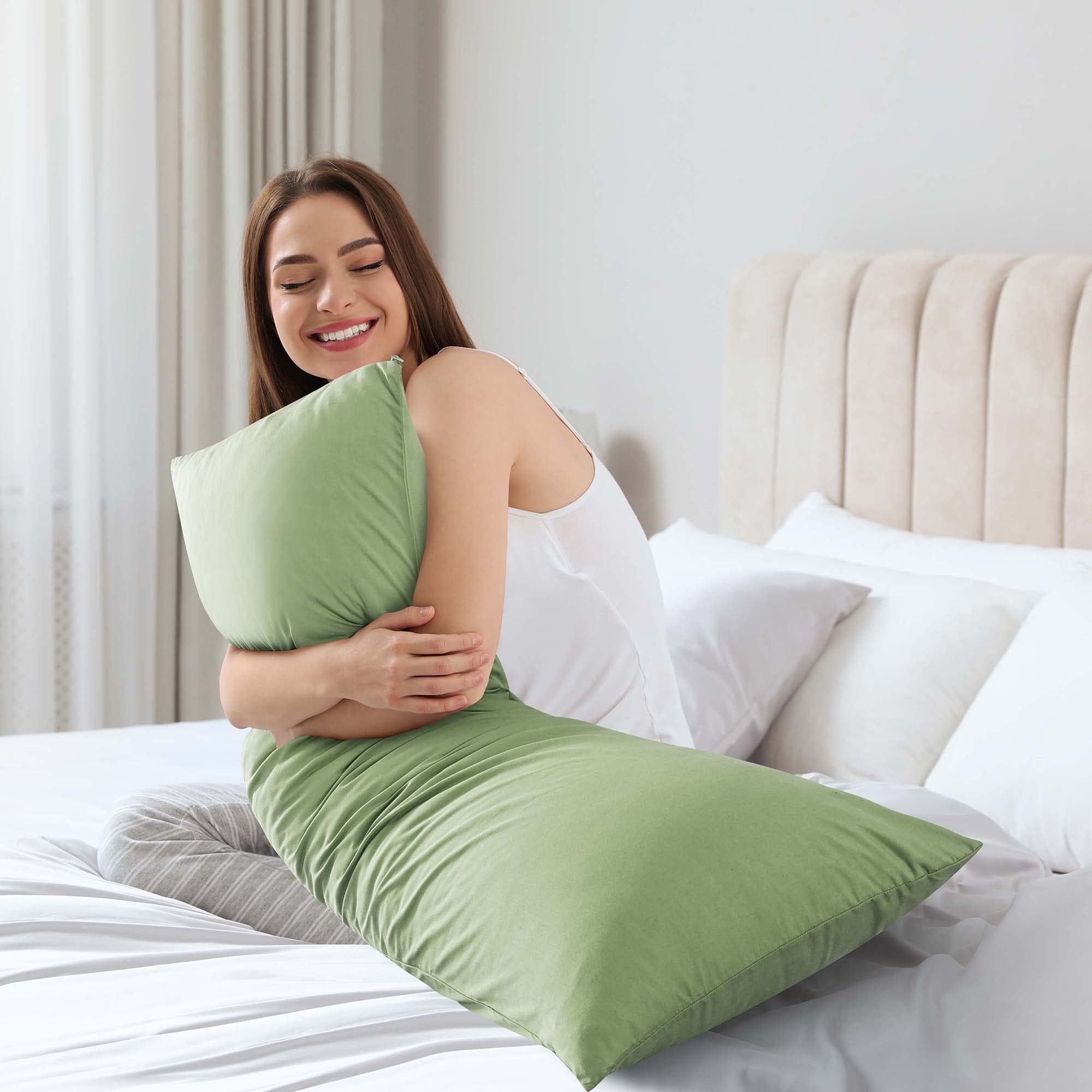 WhatsBedding pillow next to ruler showing full length and scale for proper fit
