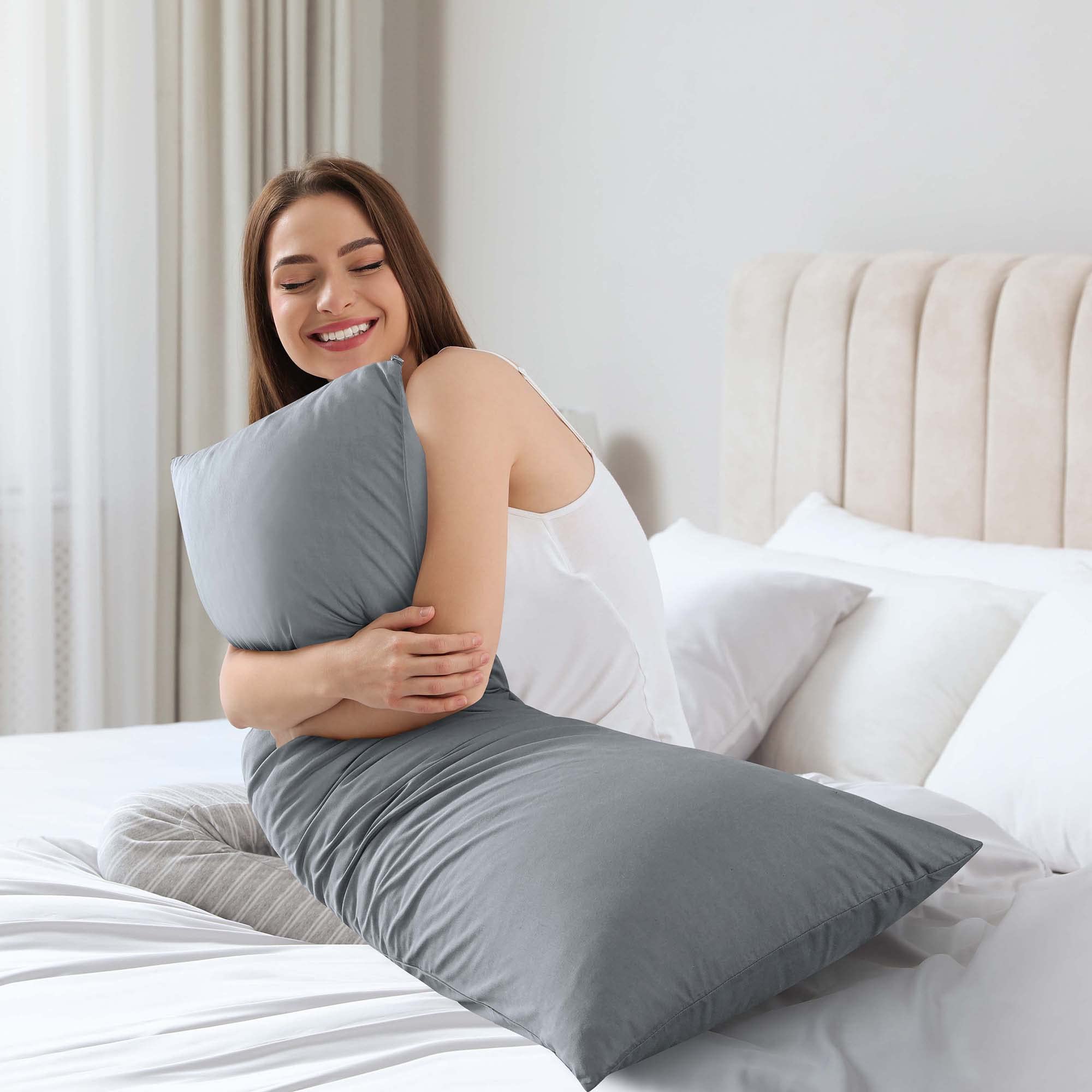 WhatsBedding pillow next to ruler showing length and scale for sizing