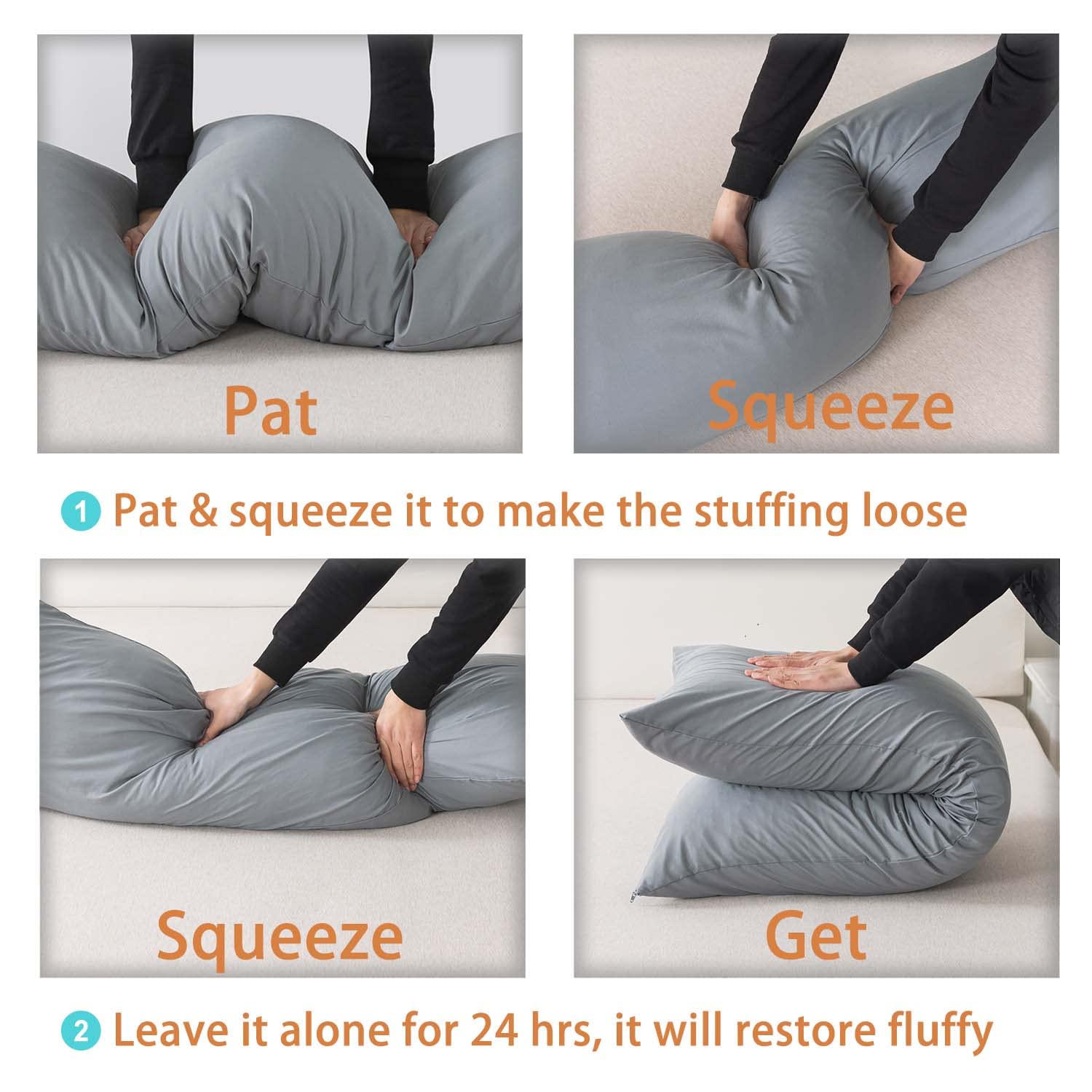 WhatsBedding body pillow supporting side sleeper showing hip and spine alignment