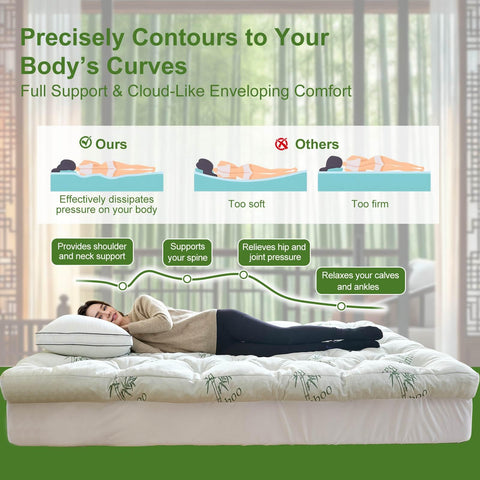 WhatsBedding topper on made bed lifestyle image showing improved sleep surface