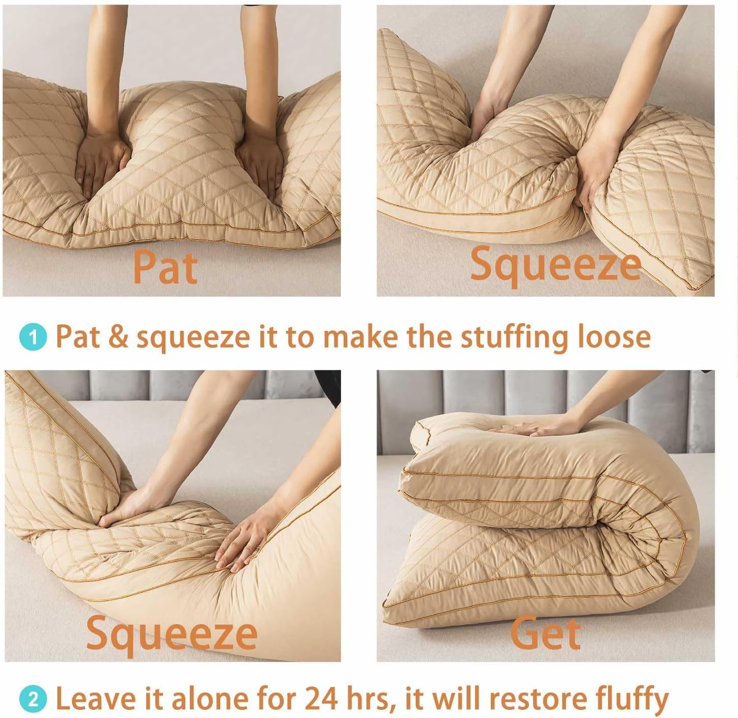 WhatsBedding vacuum-packed pillow before opening for compact shipping convenience