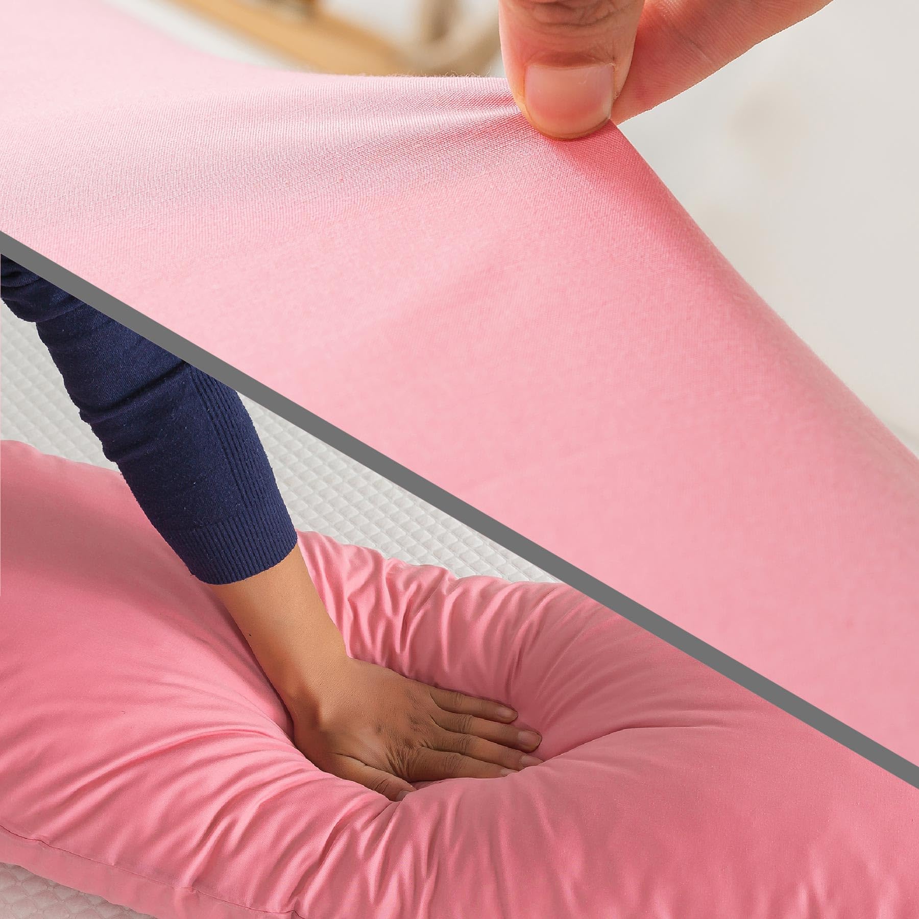 WhatsBedding zippered cover detail highlighting breathable fabric and easy removal benefit