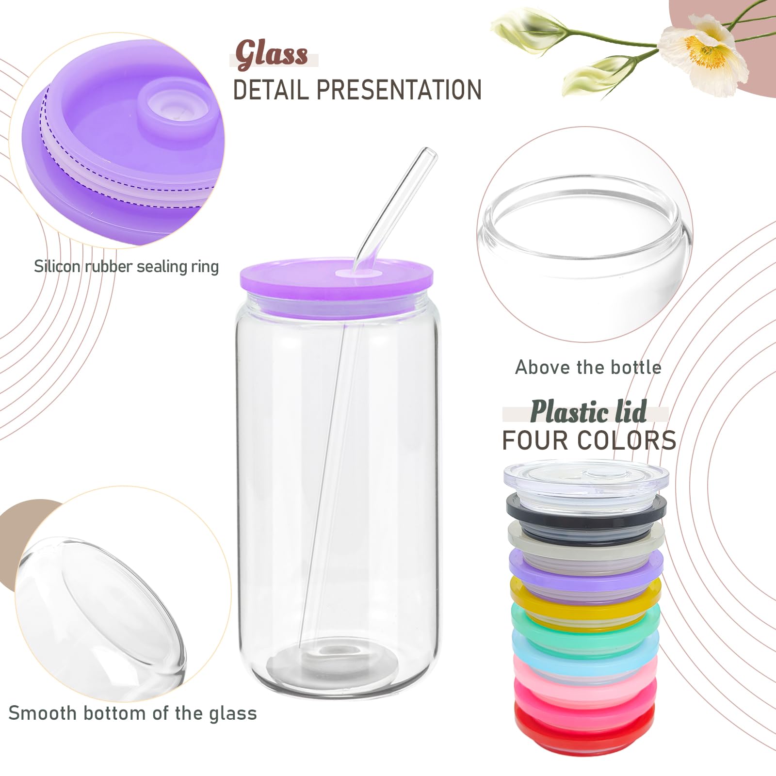 WHEATHUSK colorful acrylic lids arrayed to show variety and identification benefit