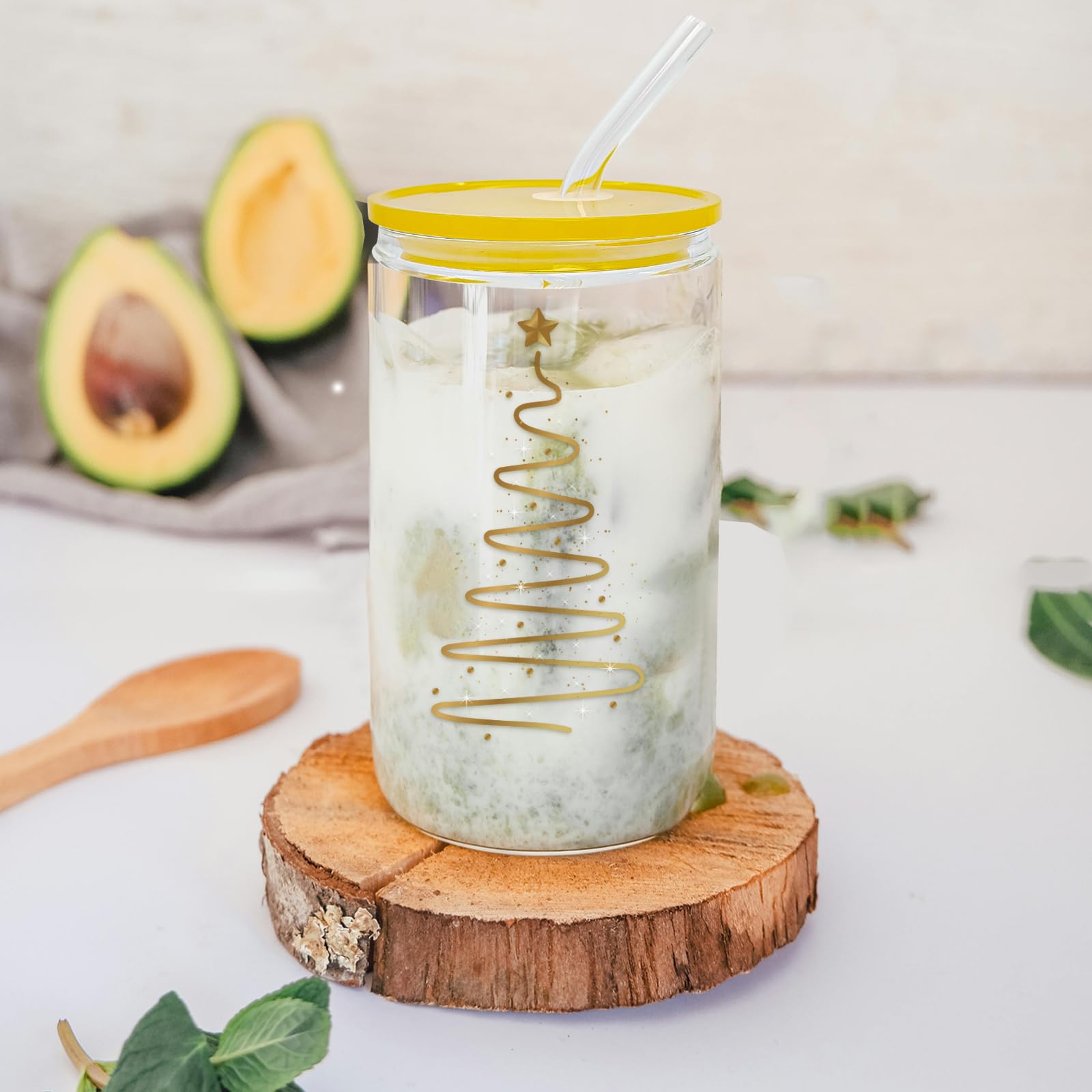 WHEATHUSK glass filled with iced coffee in lifestyle scene showing beverage presentation