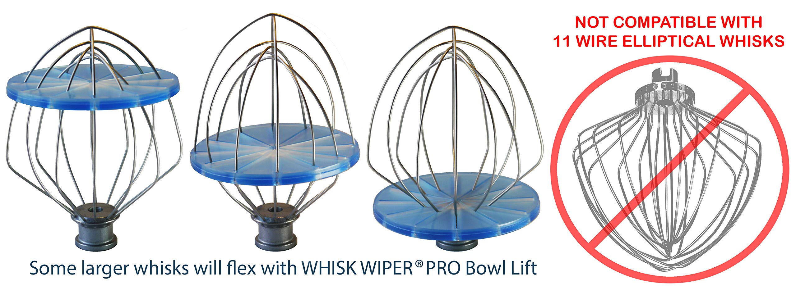 WHISK WIPER PRO next to mixer bowl illustrating fit and scale for compatibility