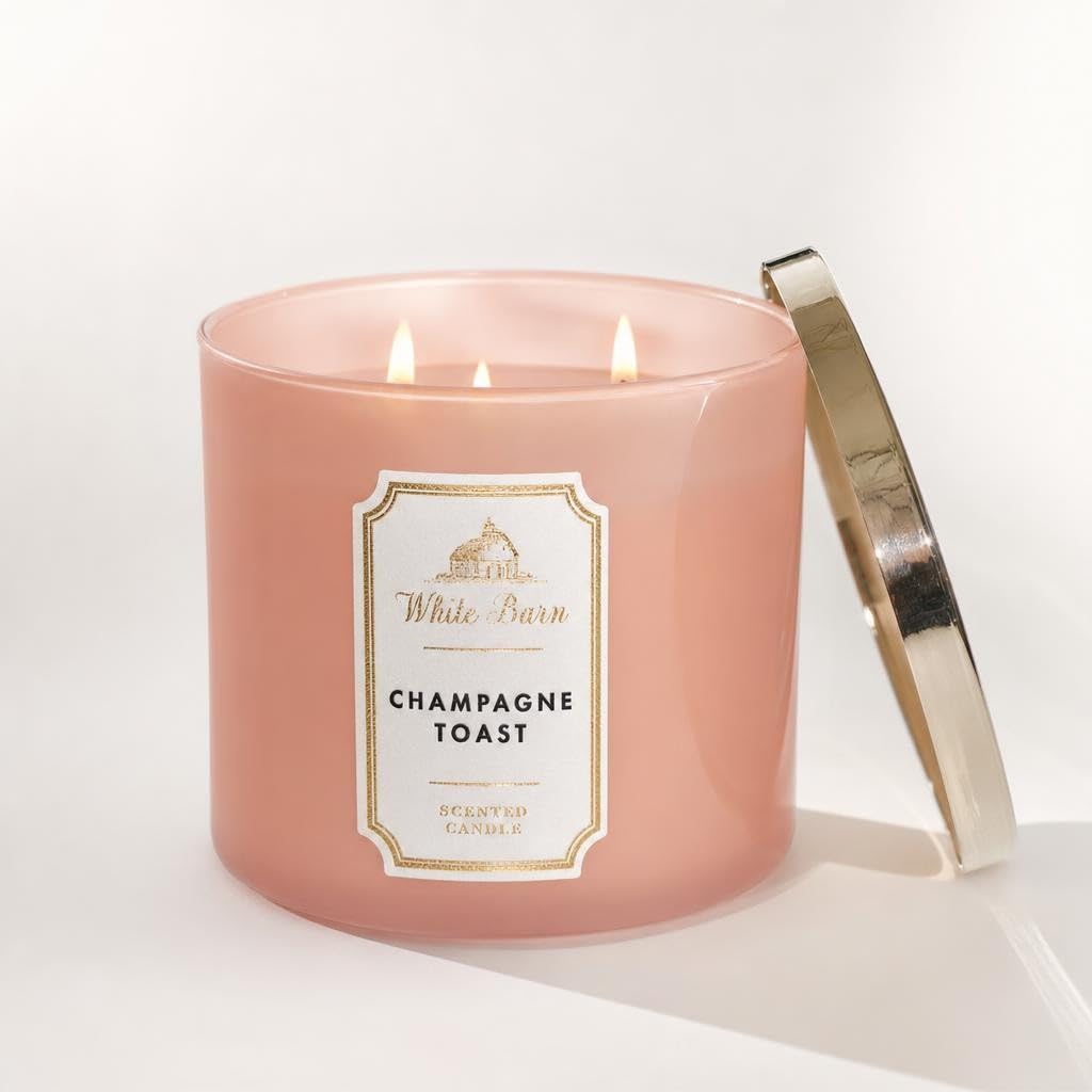 White Barn Champagne Toast jar on table for scale and easy placement in home