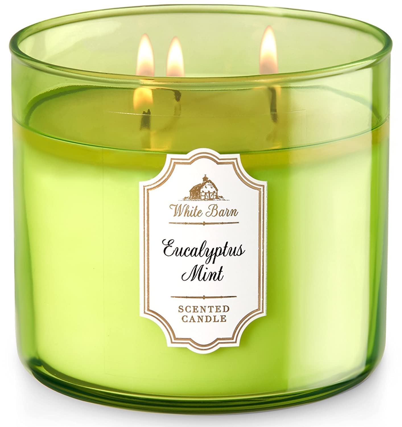White Barn eucalyptus mint front packaging showing colored glass and label, enhances décor