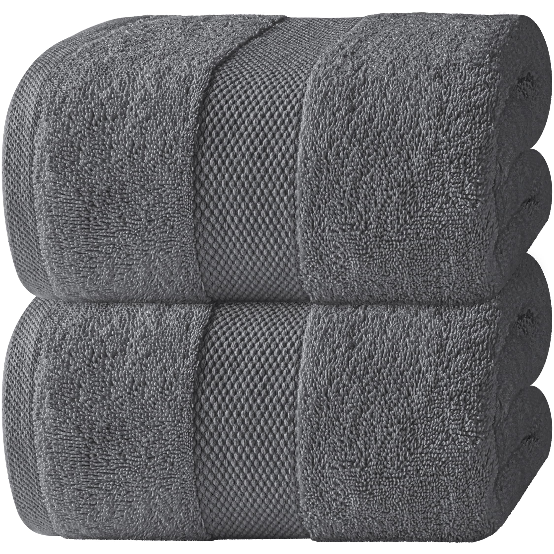 White Classic front view of dark grey bath sheet showing size and modern style benefit