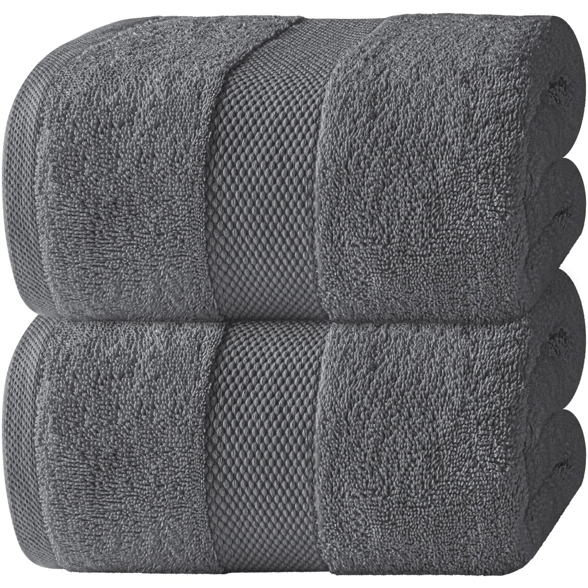 White Classic front view of dark grey bath sheet showing size and modern style benefit