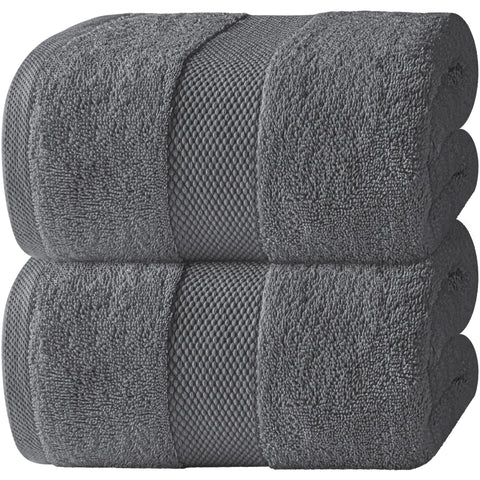 White Classic front view of dark grey bath sheet showing size and modern style benefit