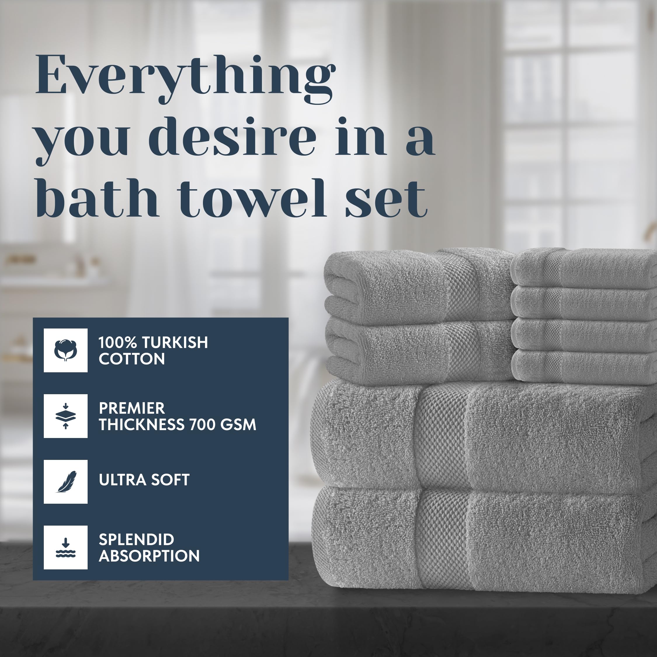 White Classic close-up of Turkish cotton pile highlighting plush absorbency and softness