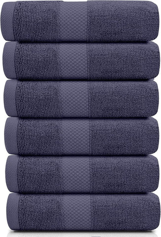 White Classic close-up of navy towel pile highlighting soft, absorbent Turkish cotton feel