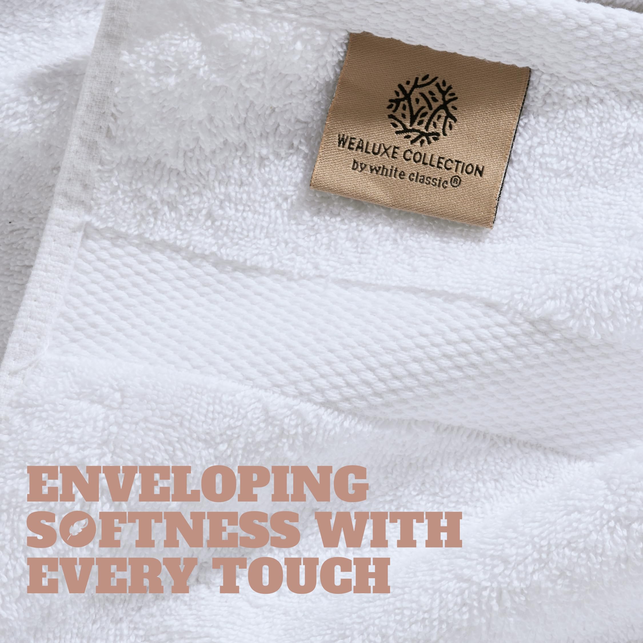 White Classic folded towels on shelf indicating organized storage
