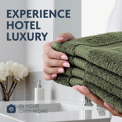 White Classic towel being held to show thickness and quick-dry performance