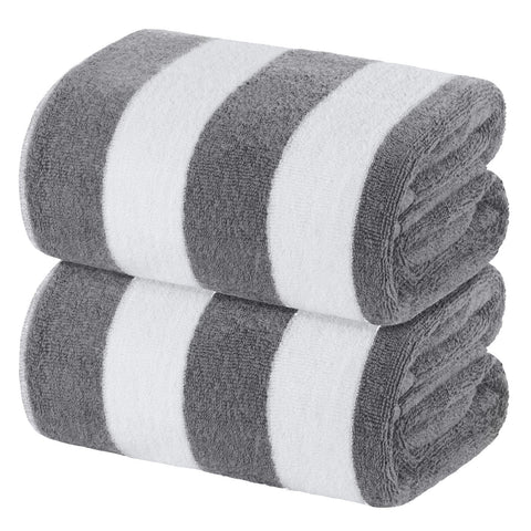 White Classic front folded two-pack showing grey cabana stripes and luxe look
