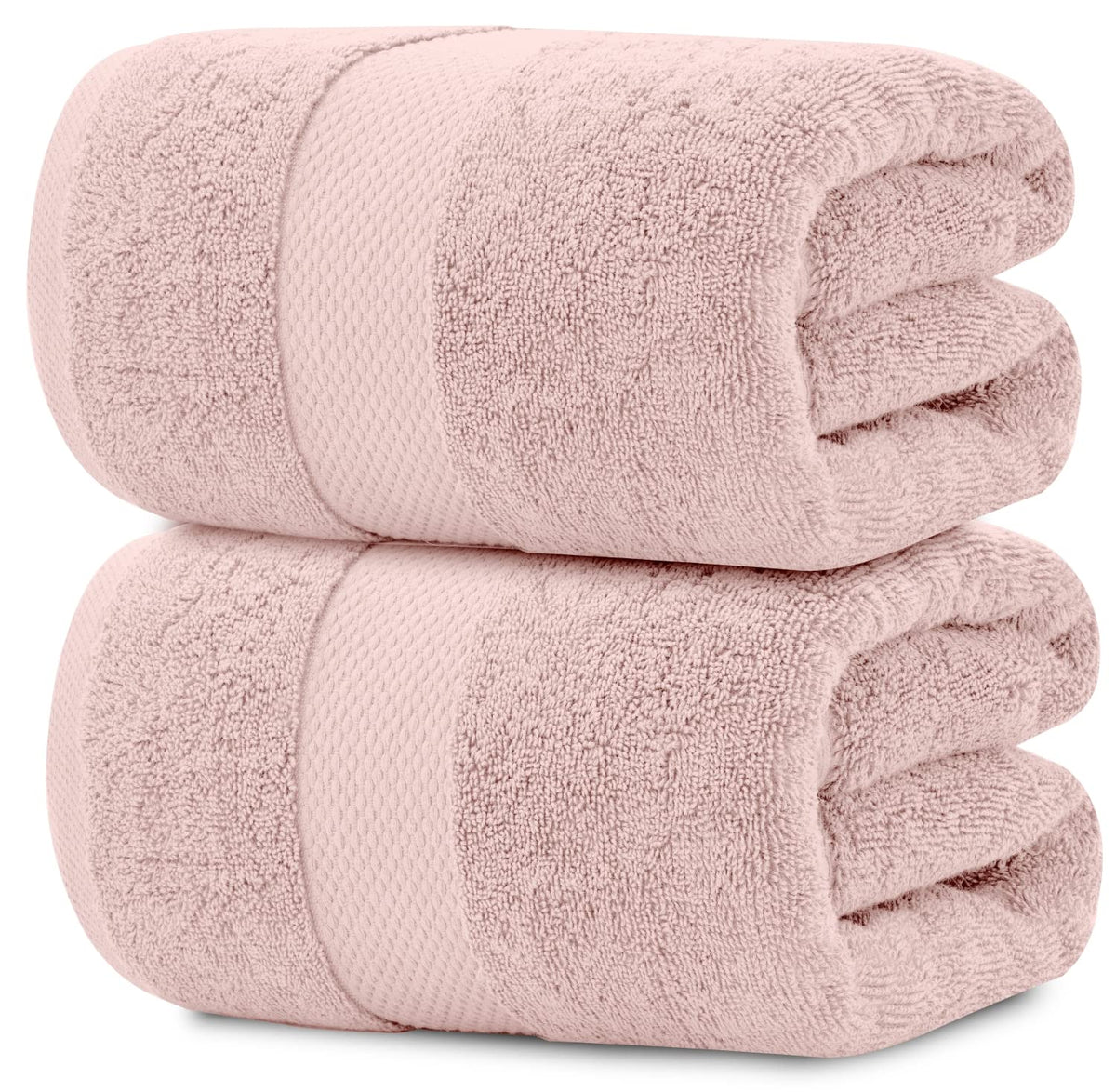White Classic front view of folded 2-pack showing plush pink towels for coordinated bathroom style