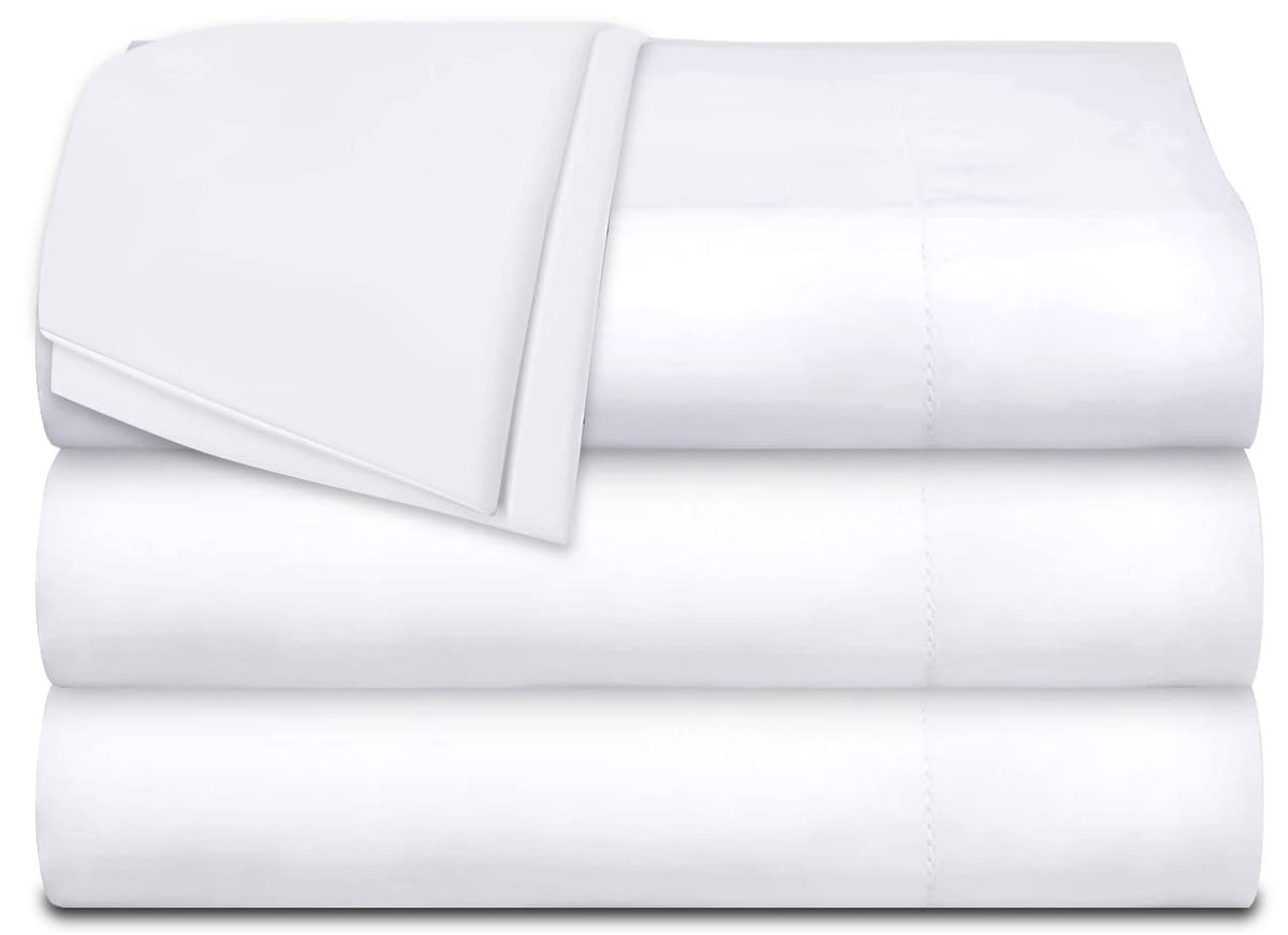 White Classic front view of three-pack flat sheets showing neat packaging and value
