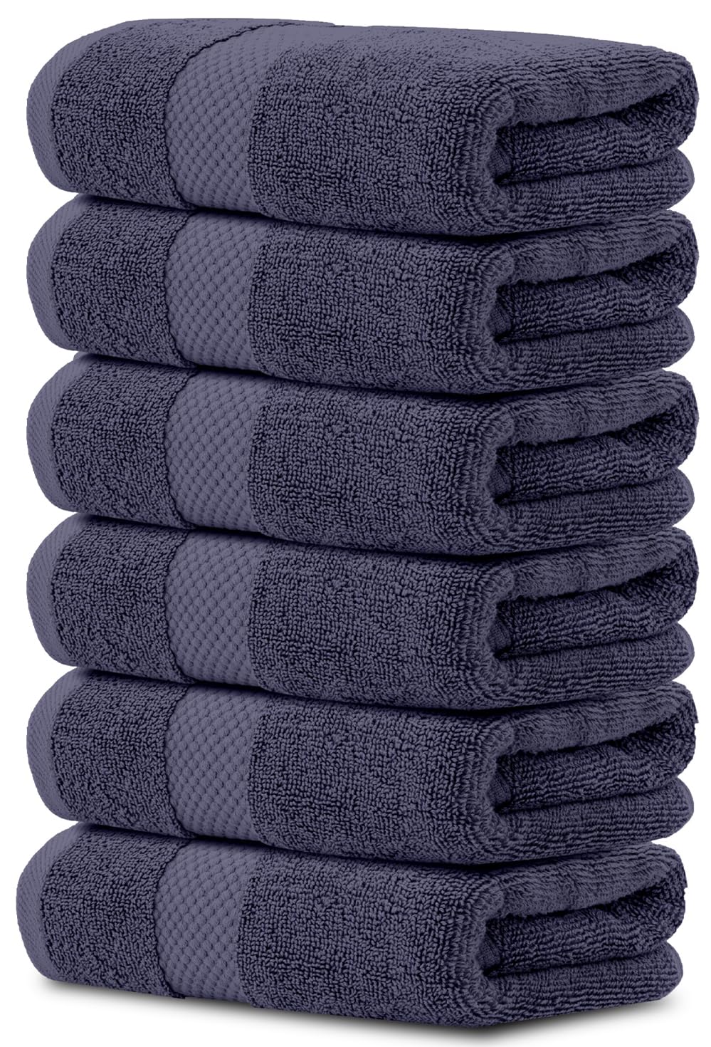 White Classic front packaging showing six navy hand towels and neat branding for gift-ready presentation