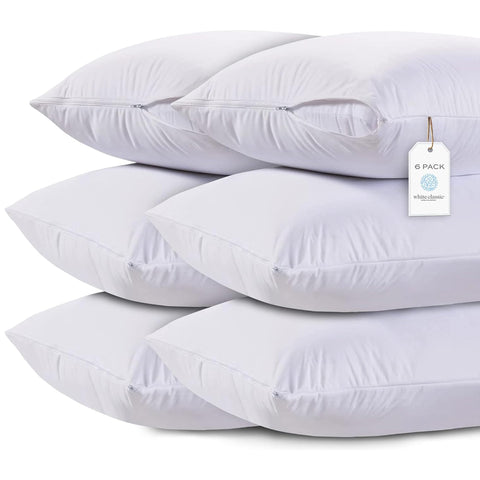 White Classic front packaging showing six pillow protectors and benefits