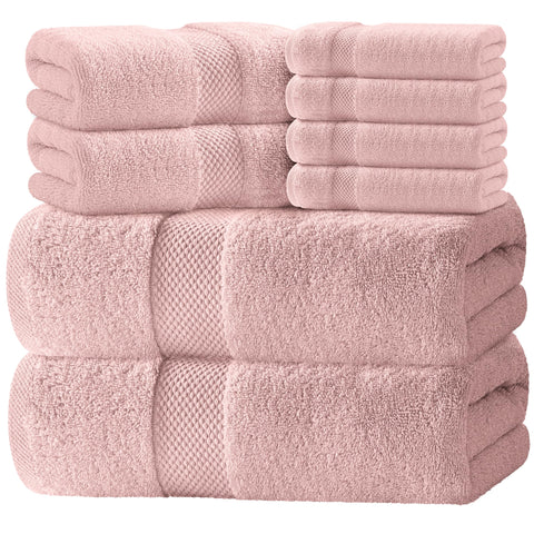 White Classic front packaging showing pink towel set and hotel-quality look