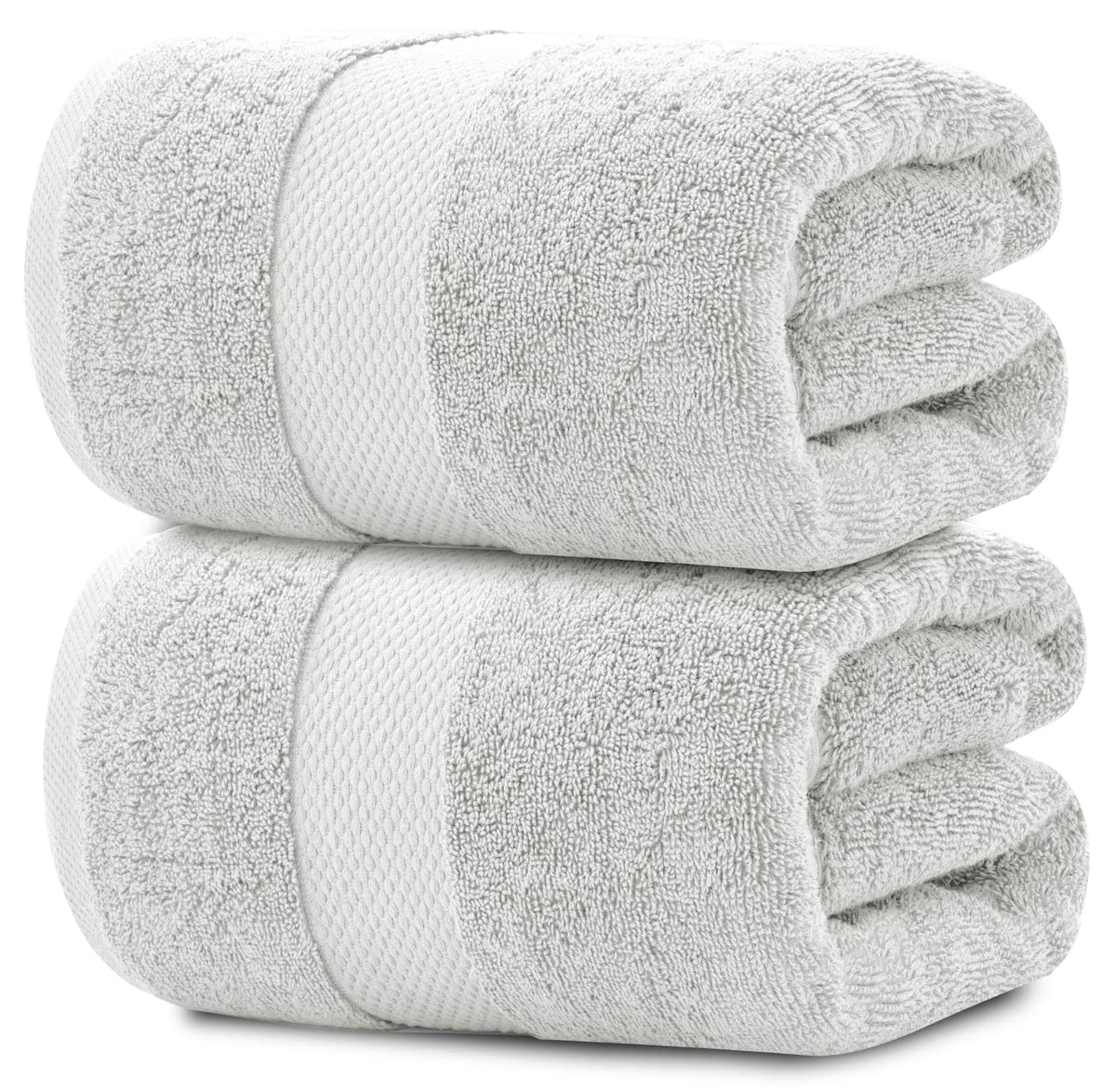 White Classic front view of silver bath sheets showing size and neat packaging for easy storage