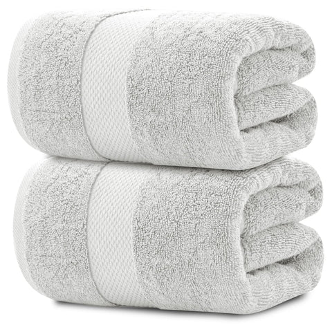 White Classic front view of silver bath sheets showing size and neat packaging for easy storage