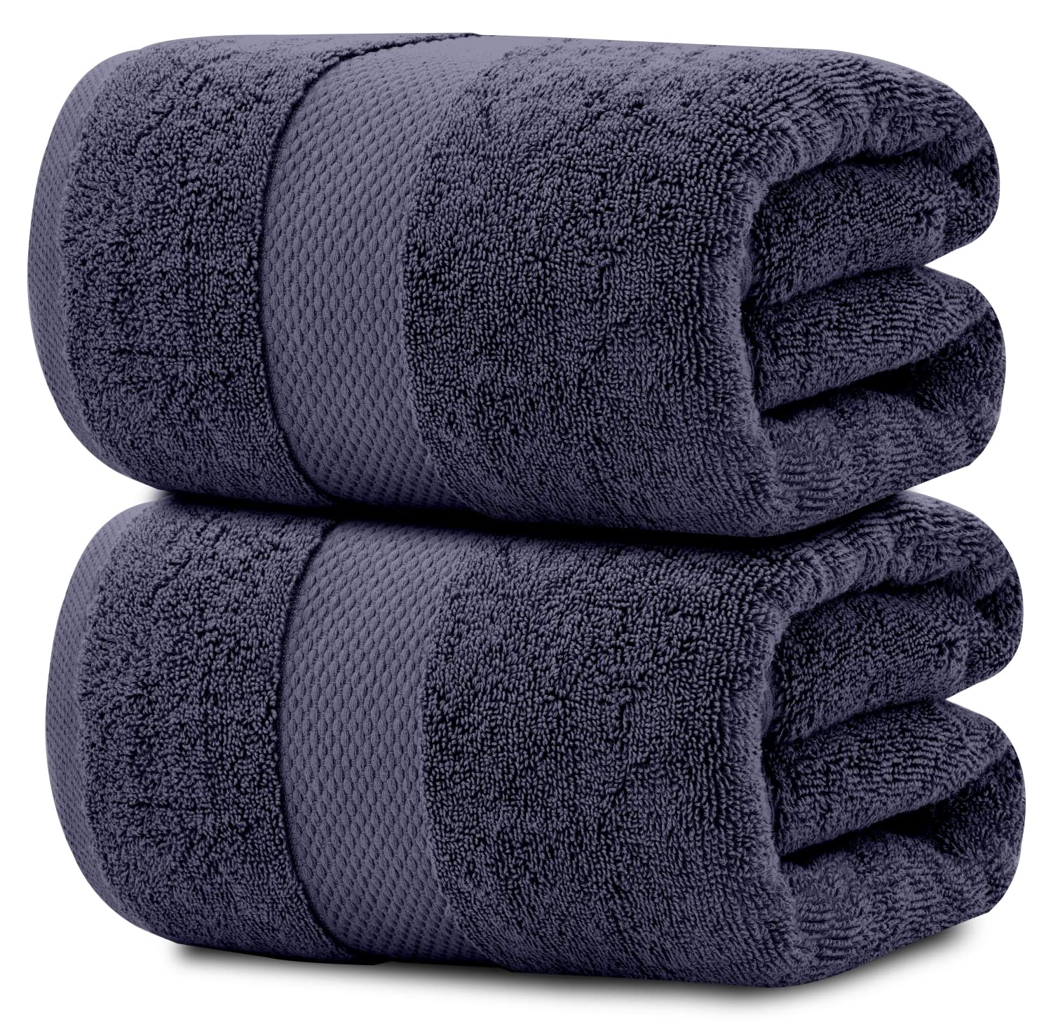 White Classic front view navy bath sheet showing plush hotel-style look and comfort