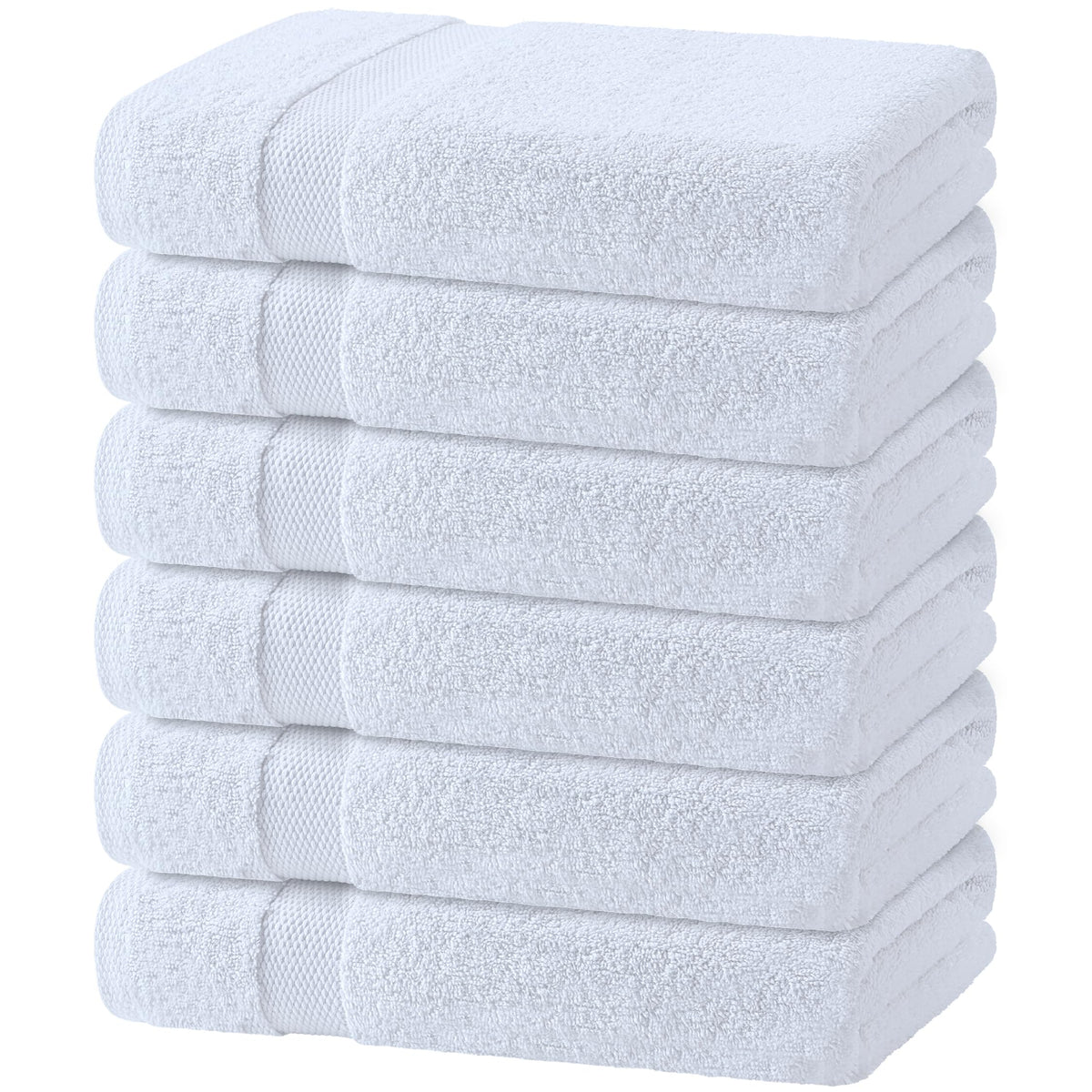 White Classic front view of six neatly stacked towels showing value