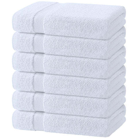 White Classic front view of six neatly stacked towels showing value