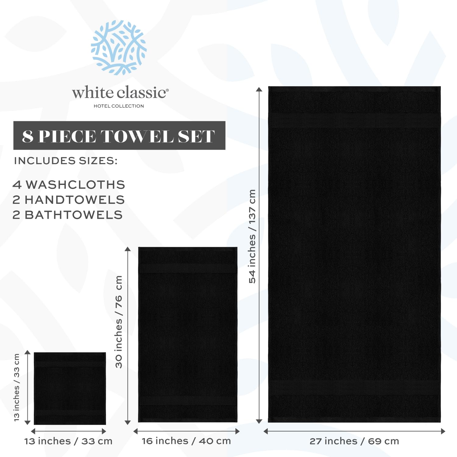 White Classic hand towel hanging on rack showing absorbency and neat look