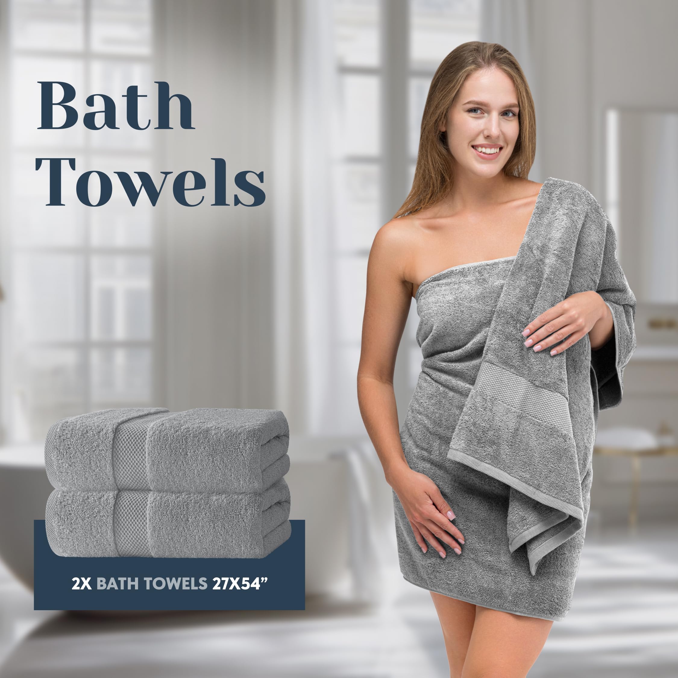 White Classic hand towel hung on rack demonstrating absorbency and quick-drying benefit