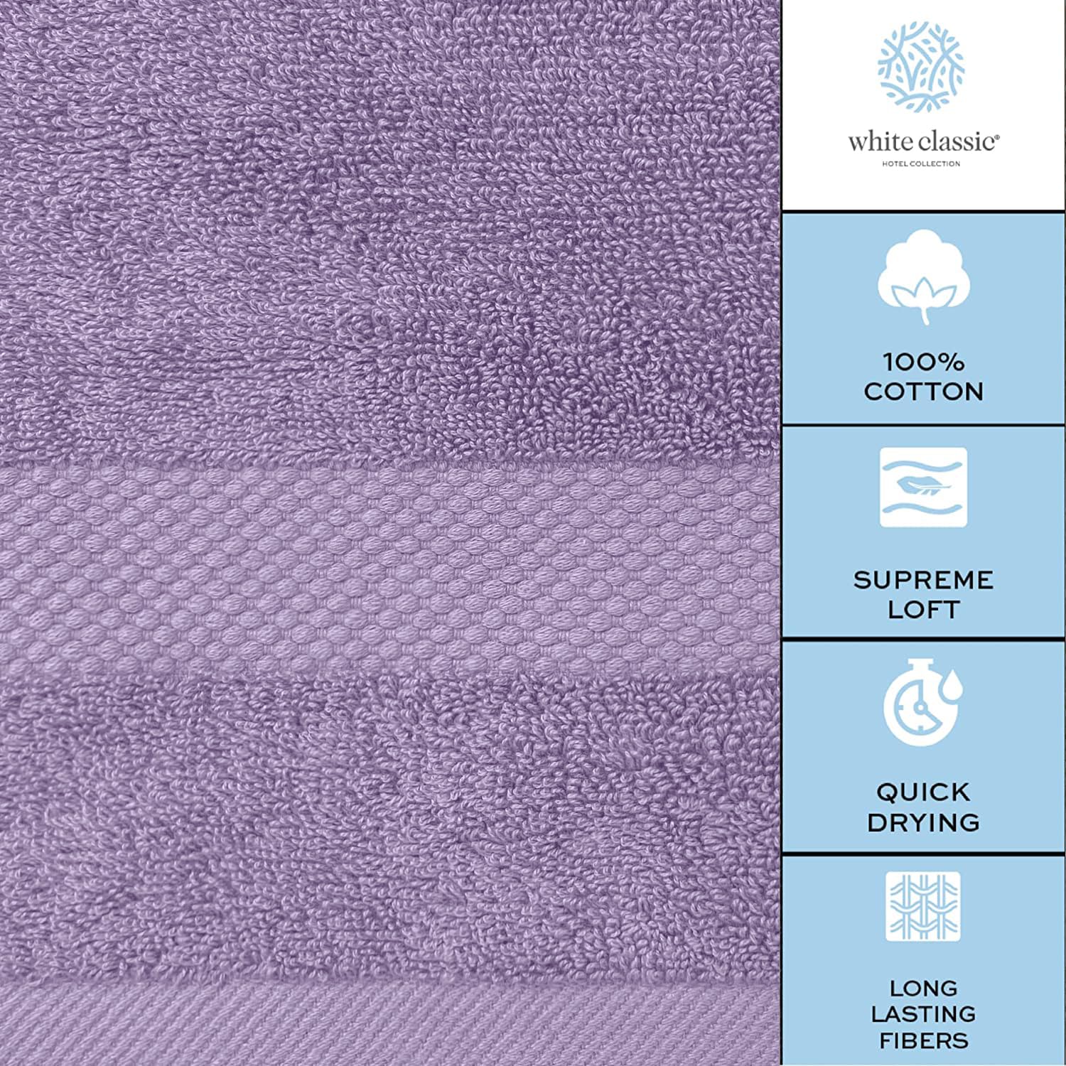 White Classic reinforced hem stitching close-up showing durable edge protection