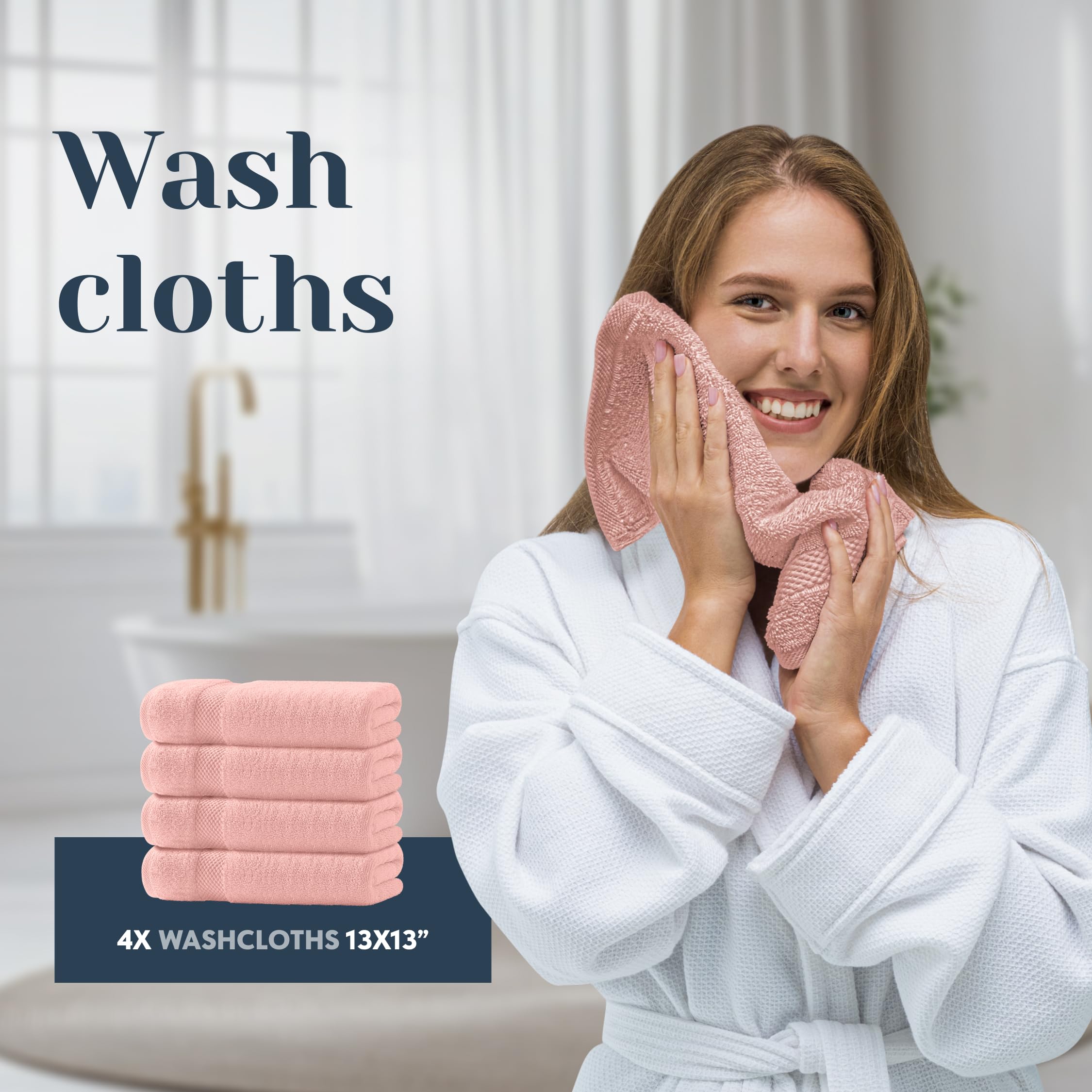 White Classic towels arranged in spa bathroom creating luxurious feel