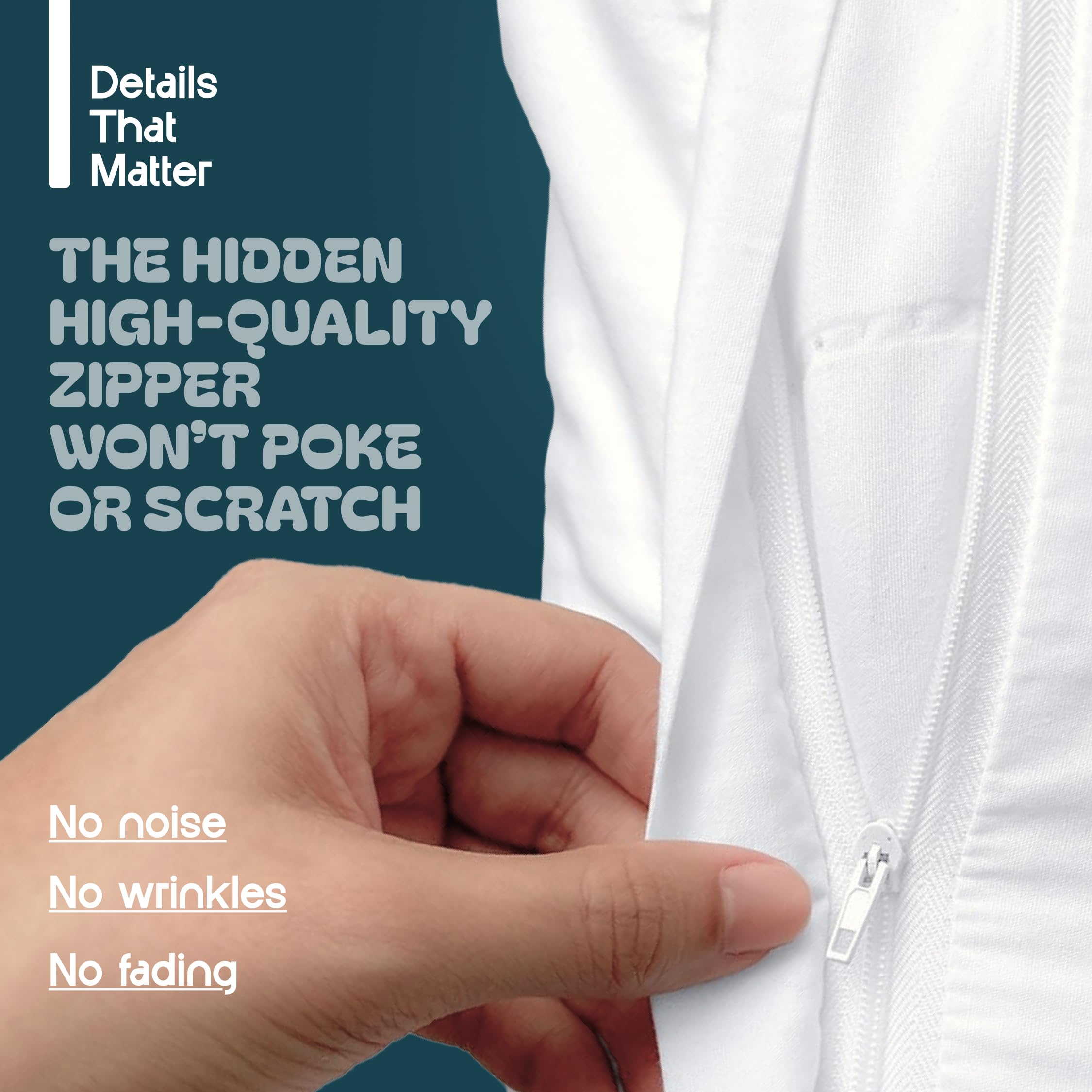 White Classic pillow inside protector side view showing snug fit and smooth surface