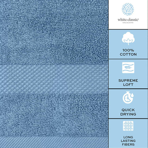 White Classic detailed thread and loop texture illustrating smooth combed cotton