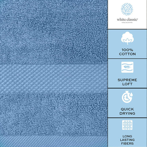 White Classic demo of towel absorbing water to show quick absorbency
