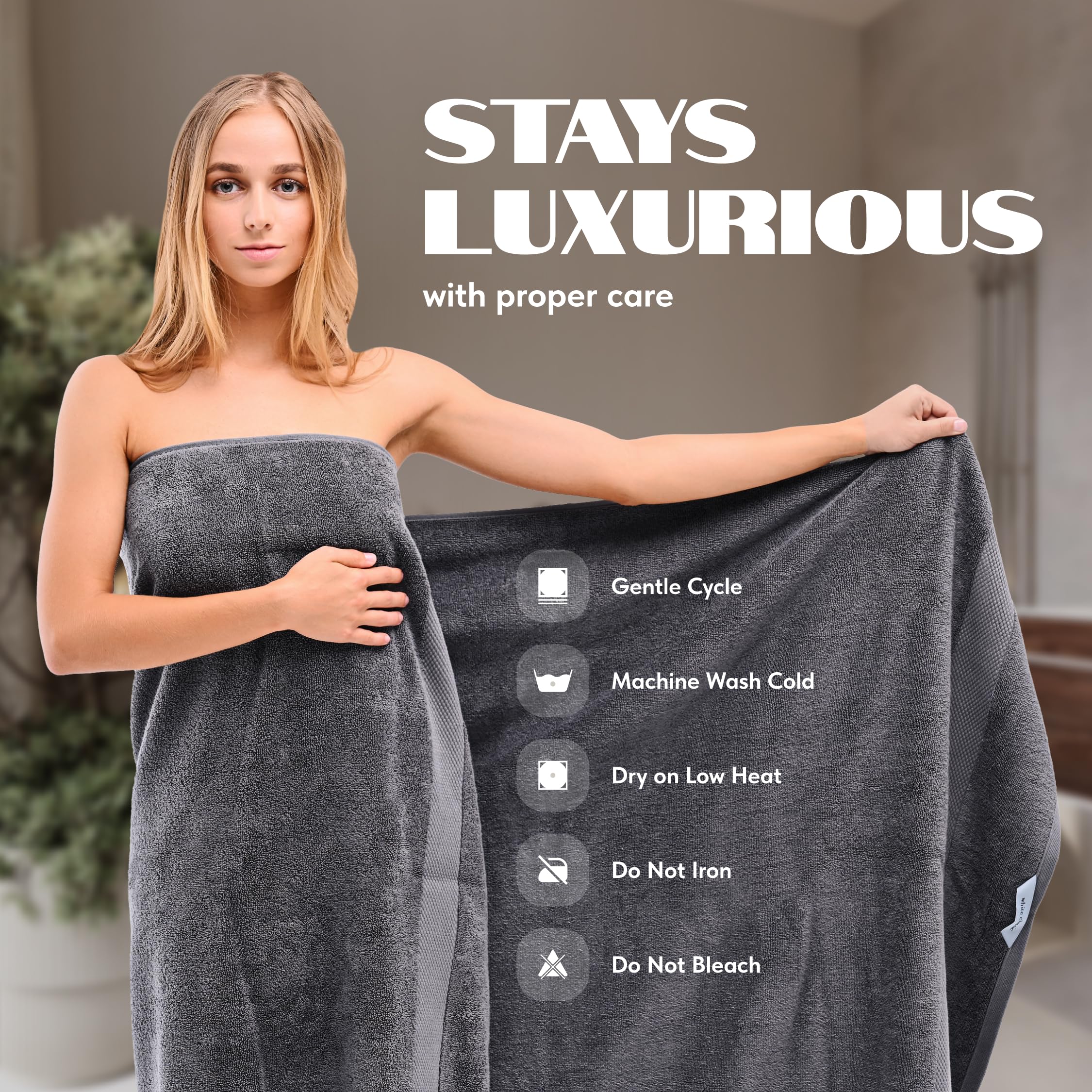 White Classic two folded towels stacked showing the two-pack convenience and storage benefit