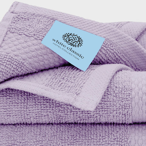 White Classic washcloths arranged to show soft loops and gentle exfoliation