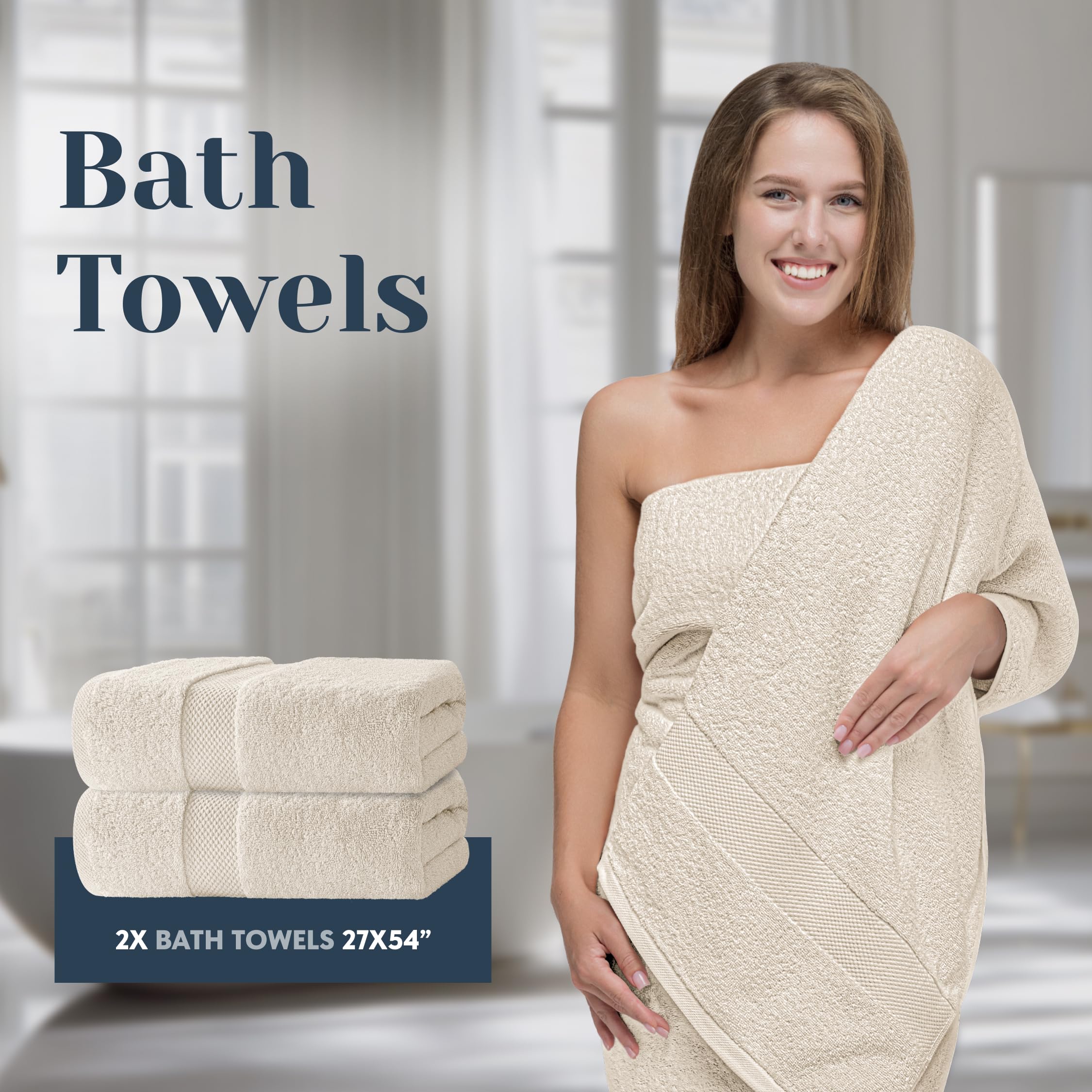 White Classic washcloth stack displaying neat edges and lint-free finish